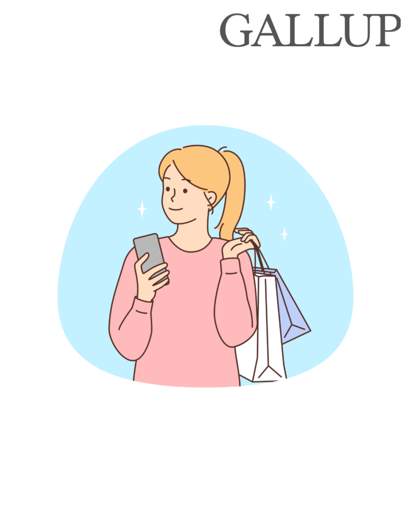 a cartoon of a person holding a phone and shopping bags for crafting lasting brand connections