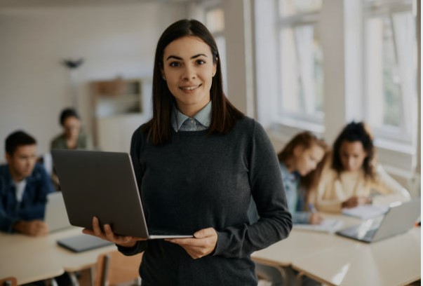 teacher engaging with students .custom well being for burnouts in educational institutions