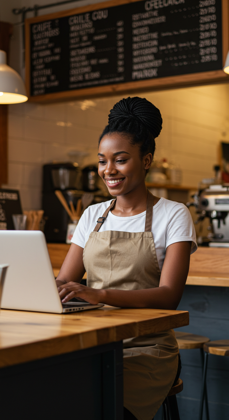 Restaurant owner using AI tools for restaurant marketing