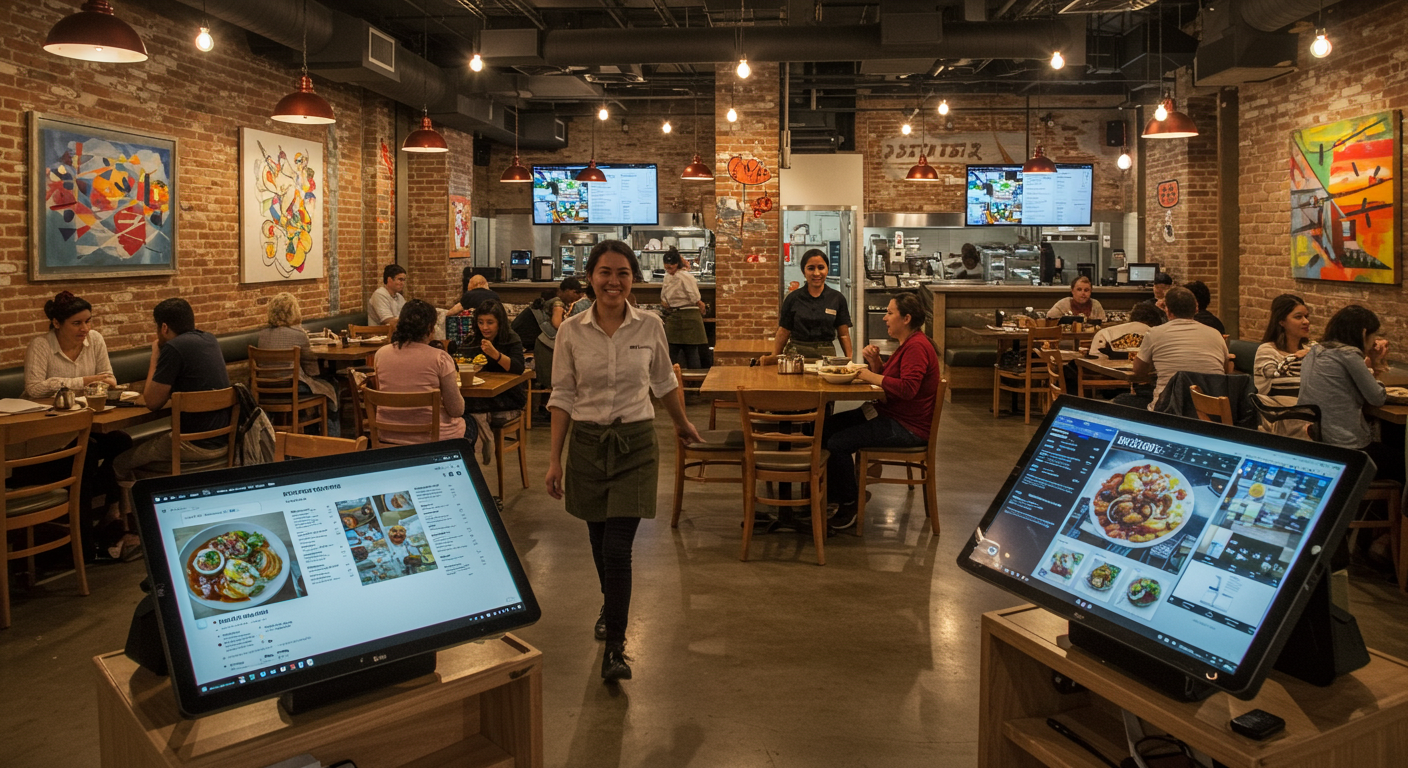 Restaurant owner using AI tools for restaurant marketing